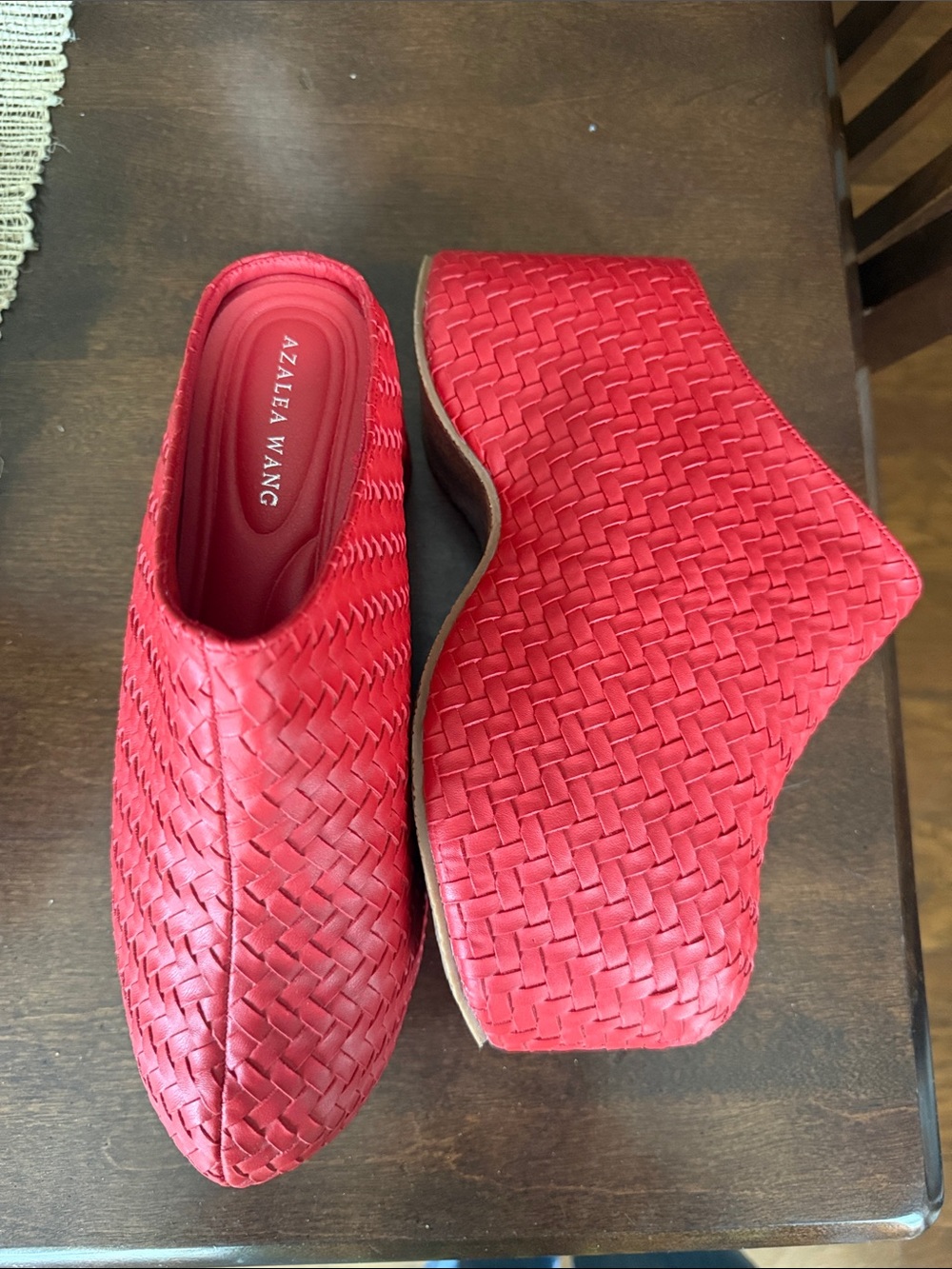 Azalae Wang Woven Red Clogs